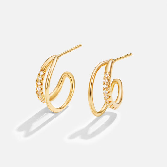 Boucles d'oreilles Leyla Crystal Double Hoop