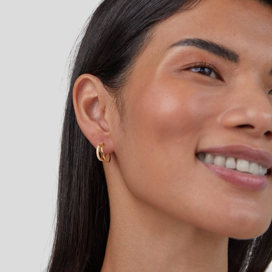 Boucles d'oreilles Leyla Crystal Double Hoop