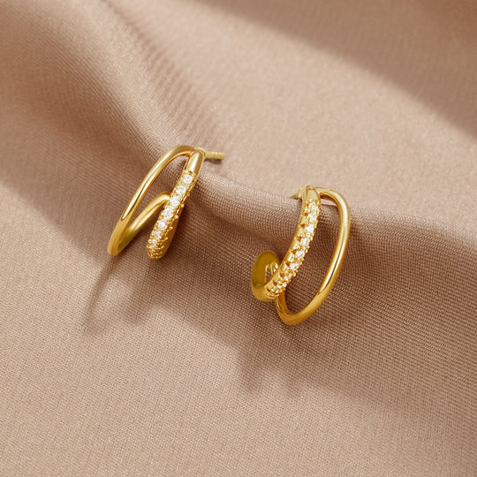 Boucles d'oreilles Leyla Crystal Double Hoop