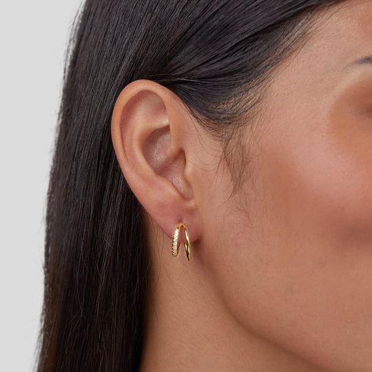 Boucles d'oreilles Leyla Crystal Double Hoop