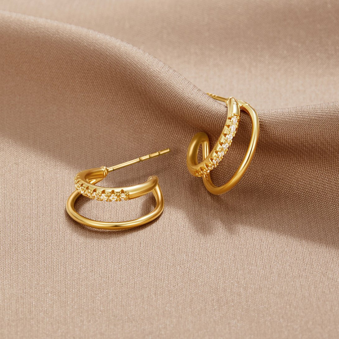 Boucles d'oreilles Leyla Crystal Double Hoop