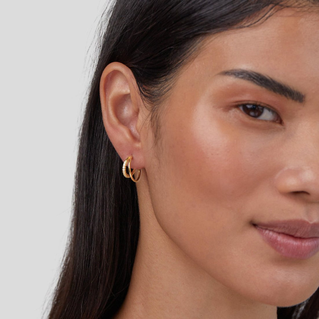 Boucles d'oreilles Leyla Crystal Double Hoop