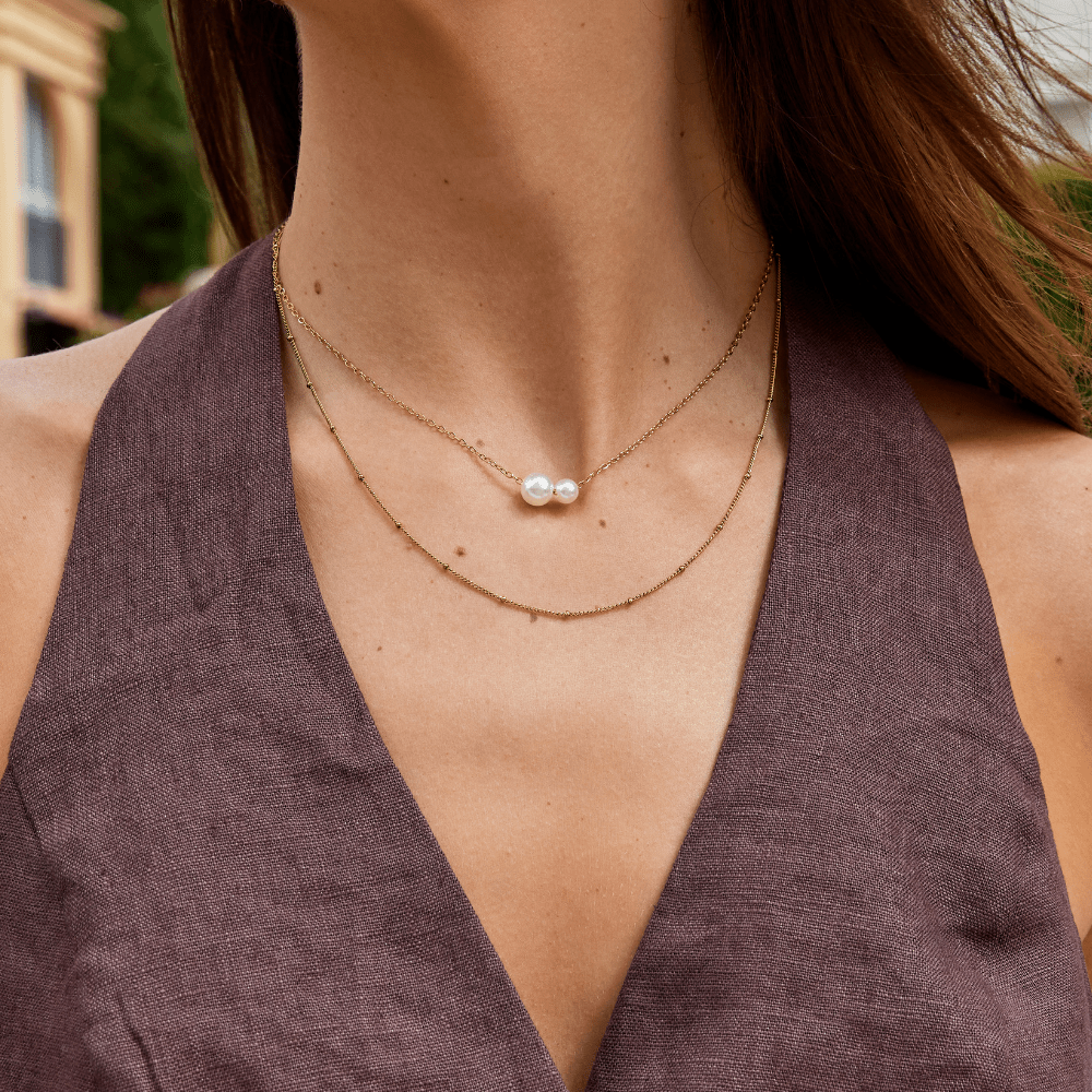 Collier Pendentif Double Perle Louise