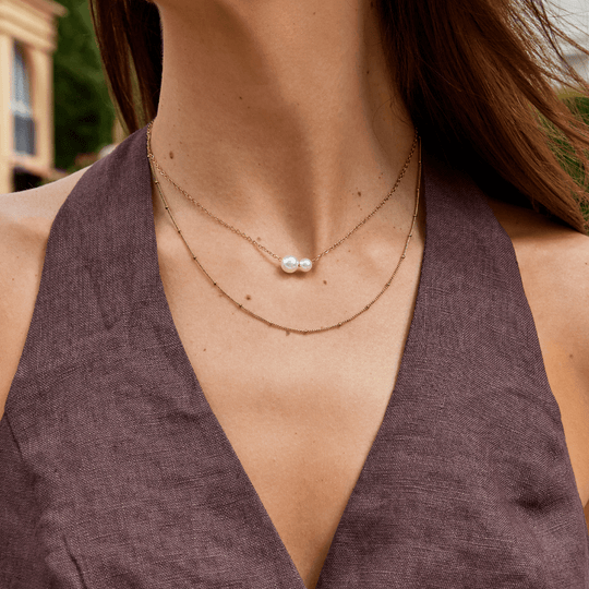 Collier Pendentif Double Perle Louise