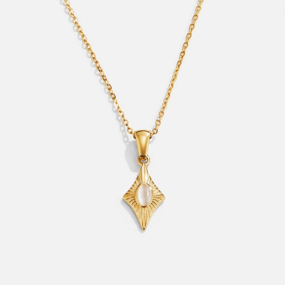 Collier en Or avec Opale Blanche Luna
