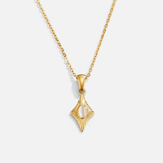 Collier en Or avec Opale Blanche Luna