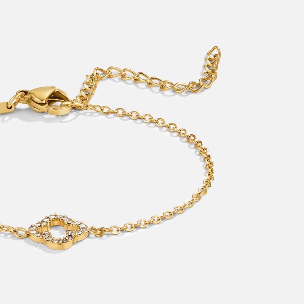 Bracelet en Cristal de Luxe en Forme de Trèfle