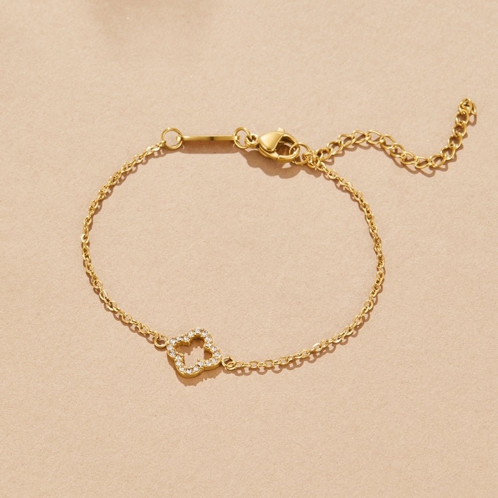 Bracelet en Cristal de Luxe en Forme de Trèfle