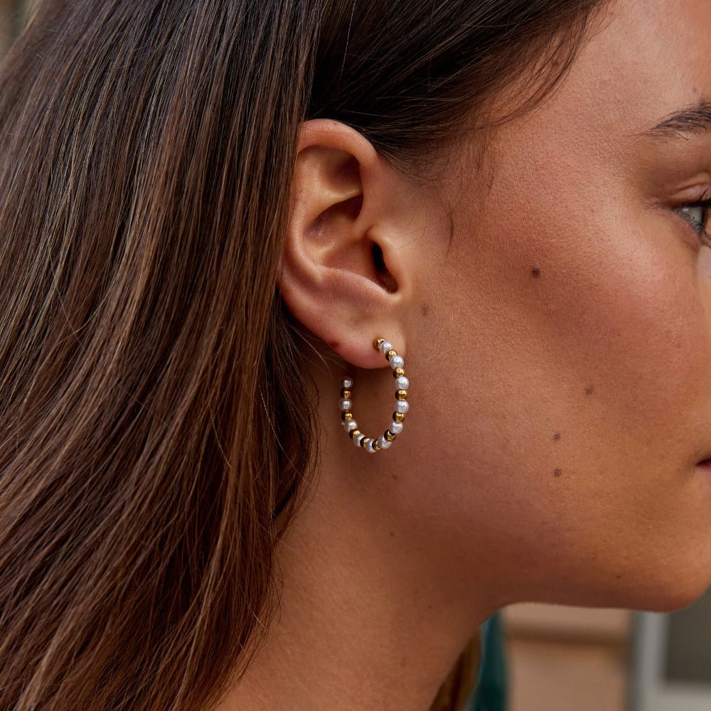 Boucles d'oreilles Maia en perles et en or