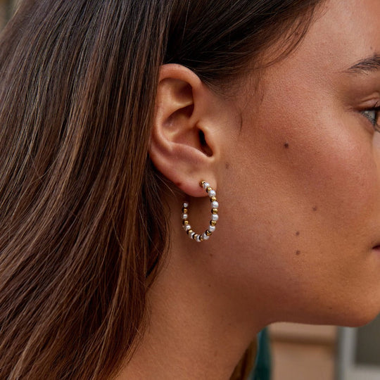 Boucles d'oreilles Maia en perles et en or