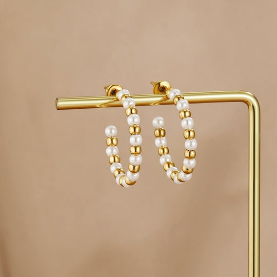 Boucles d'oreilles Maia en perles et en or