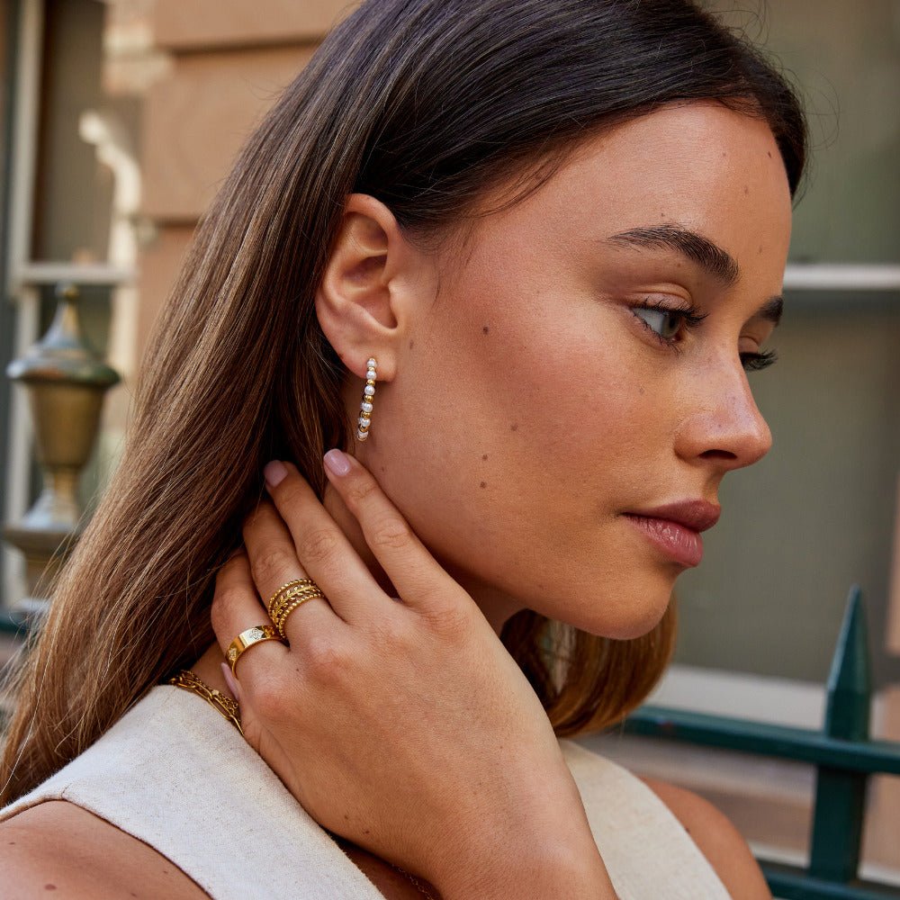 Boucles d'oreilles Maia en perles et en or