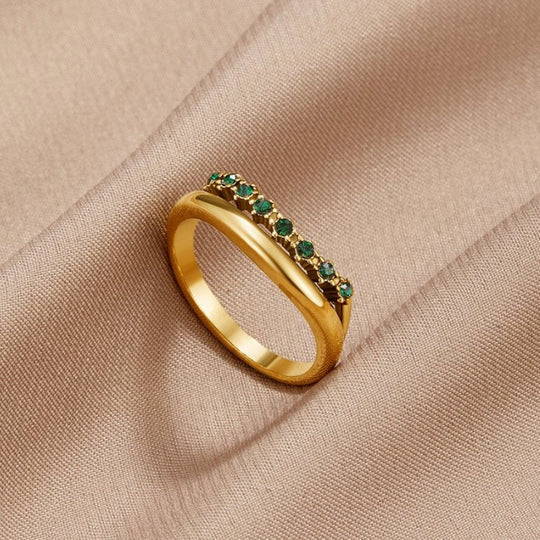 Bague Empilée Émeraude Verte Marissa