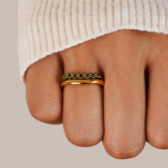 Bague Empilée Émeraude Verte Marissa