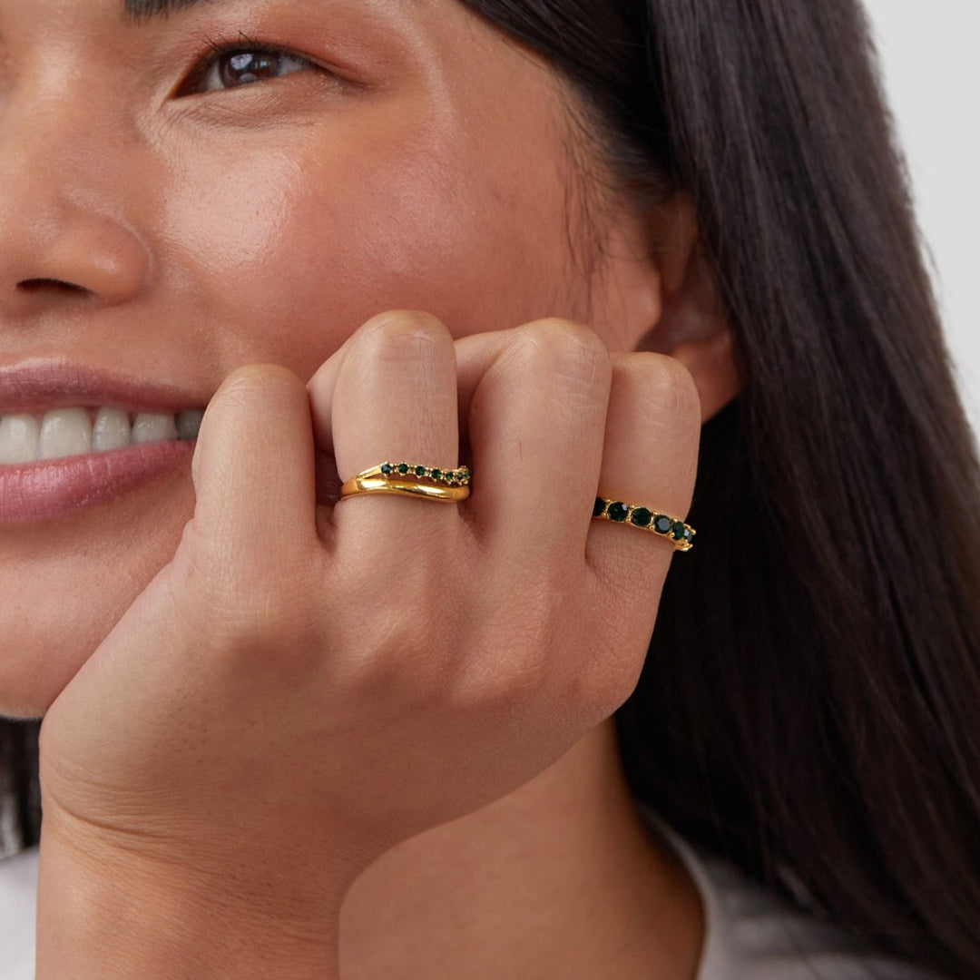 Bague Empilée Émeraude Verte Marissa