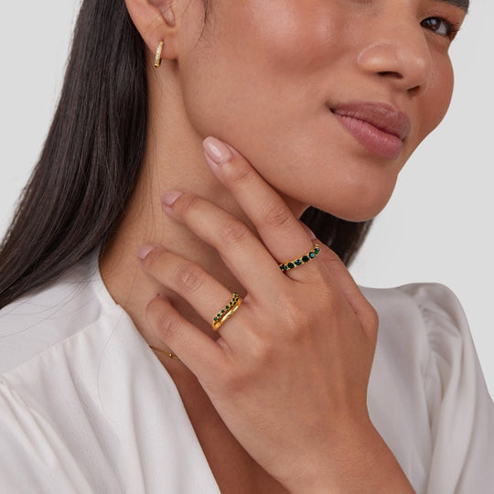 Bague Empilée Émeraude Verte Marissa