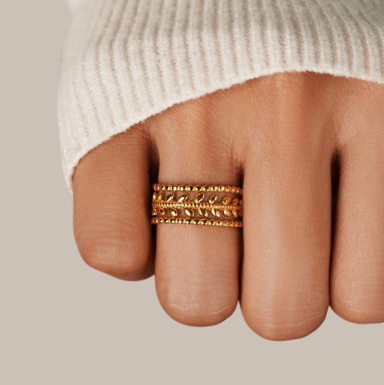 Bague Ajustable en Feuille d'Or Superposée Marissa