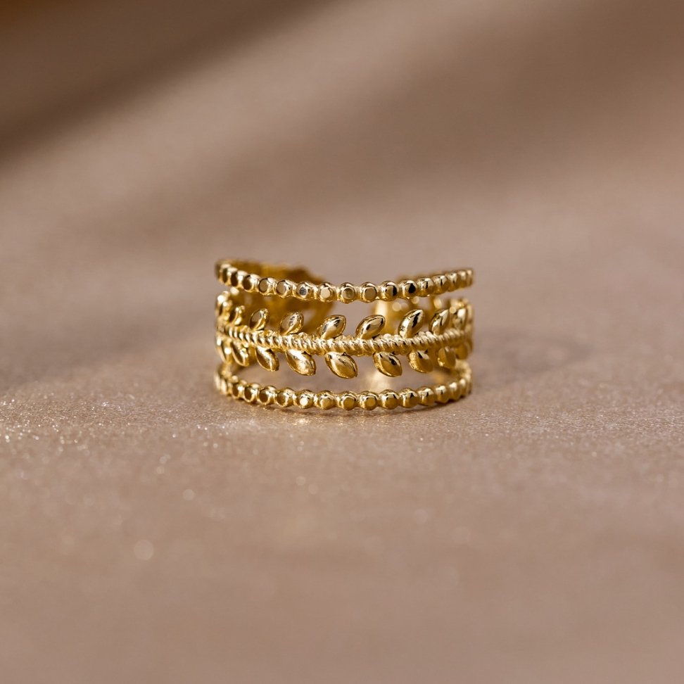 Bague Ajustable en Feuille d'Or Superposée Marissa