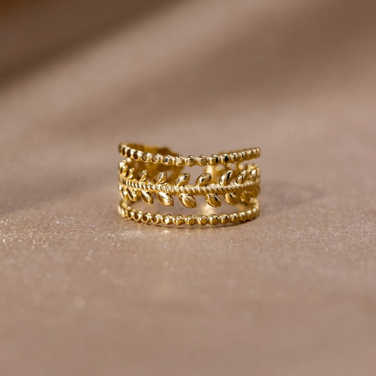 Bague Ajustable en Feuille d'Or Superposée Marissa