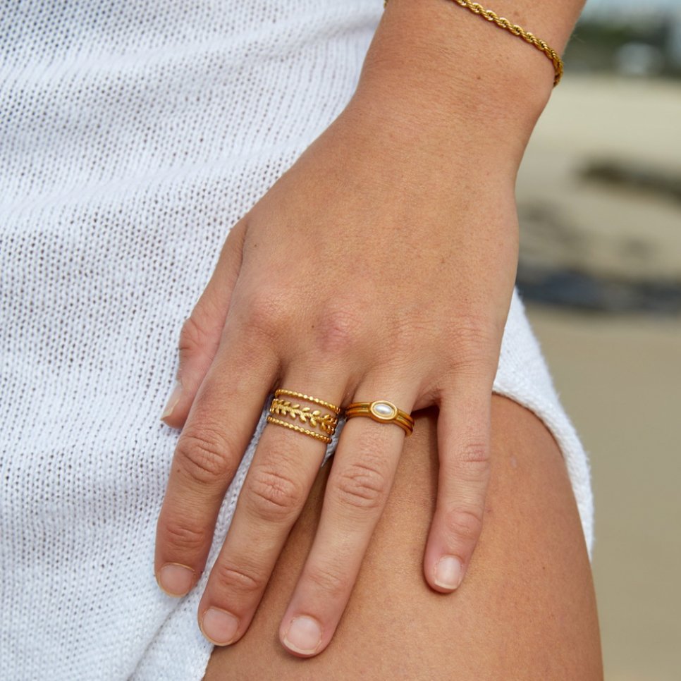 Bague Ajustable en Feuille d'Or Superposée Marissa