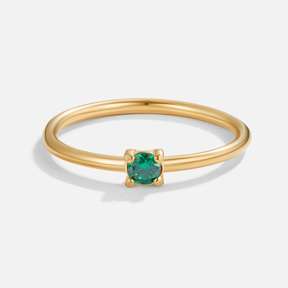 Bague en Or 18K avec Pierre de Naissance de Mai