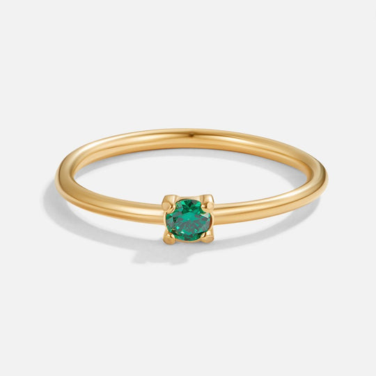 Bague en Or 18K avec Pierre de Naissance de Mai