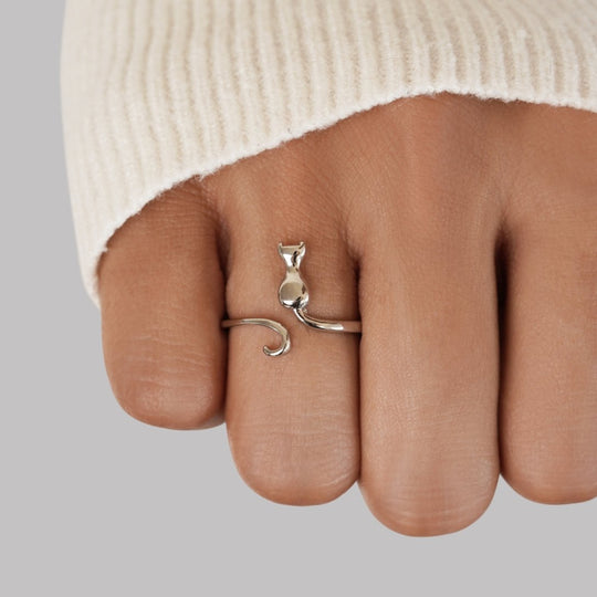 Bague Argent Chat de Minuit