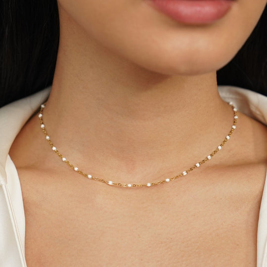 Collier en perles blanches Mila