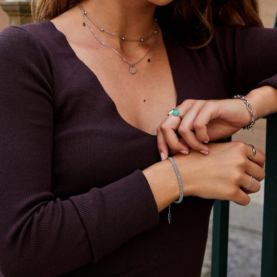 Bracelet Argent Chaîne à Perles Milan