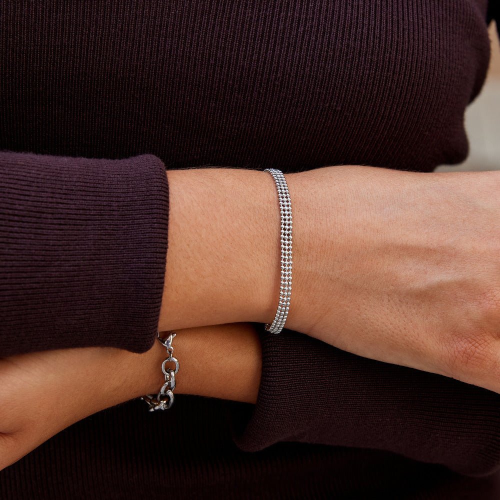 Bracelet Argent Chaîne à Perles Milan