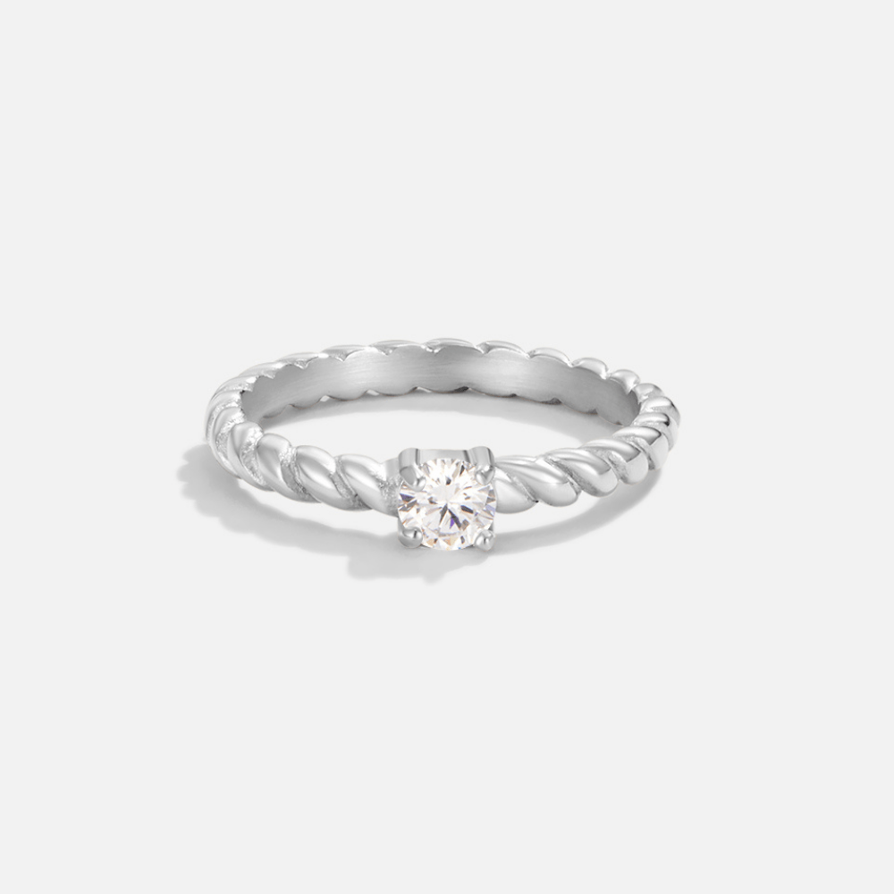 Bague Argent Torsadée Cristal Milan