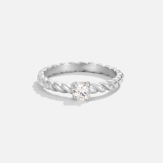 Bague Argent Torsadée Cristal Milan