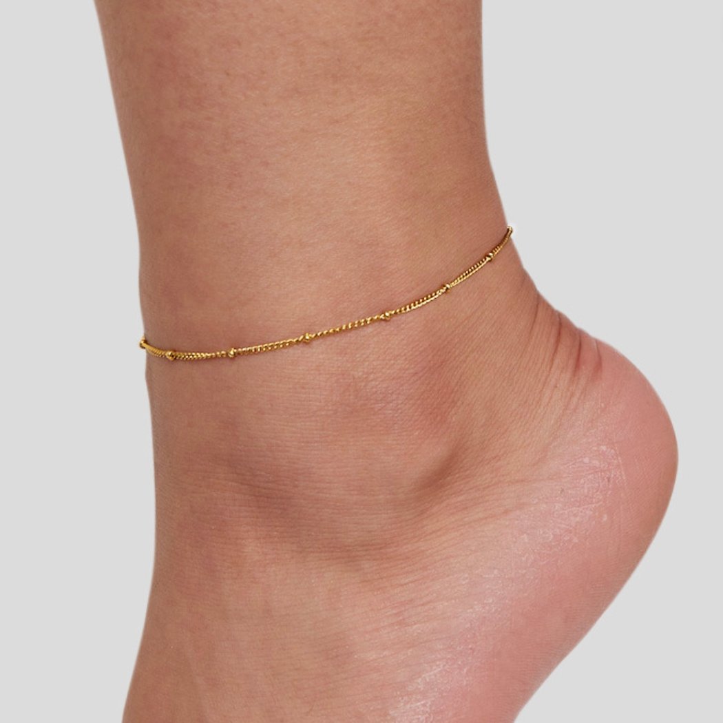 Bracelet de cheville en or avec perles Mira