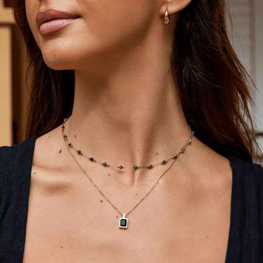 Collier en Cristal Vert Mystique
