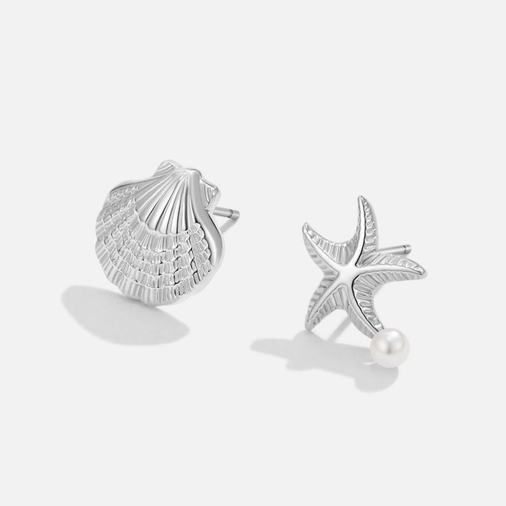 Boucles d'oreilles en argent Naia Shell & Starfish