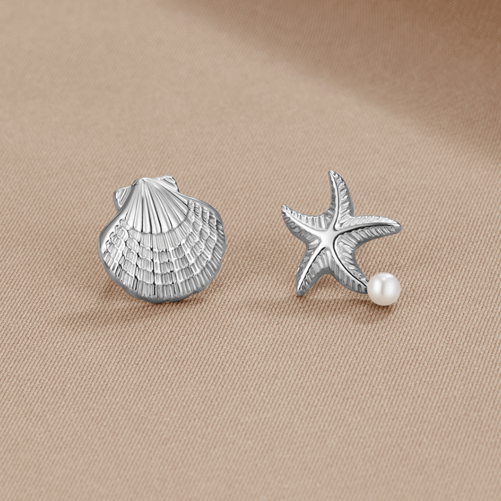Boucles d'oreilles en argent Naia Shell & Starfish