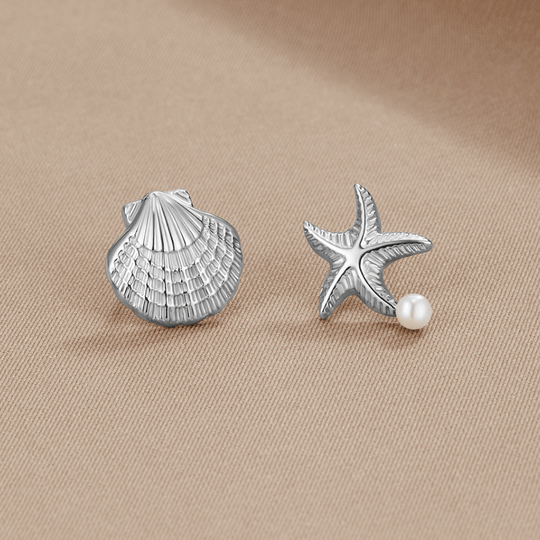 Boucles d'oreilles en argent Naia Shell & Starfish