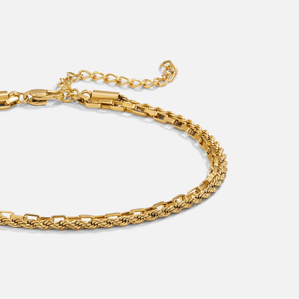 Bracelet de cheville en chaîne à maillons superposés Nora
