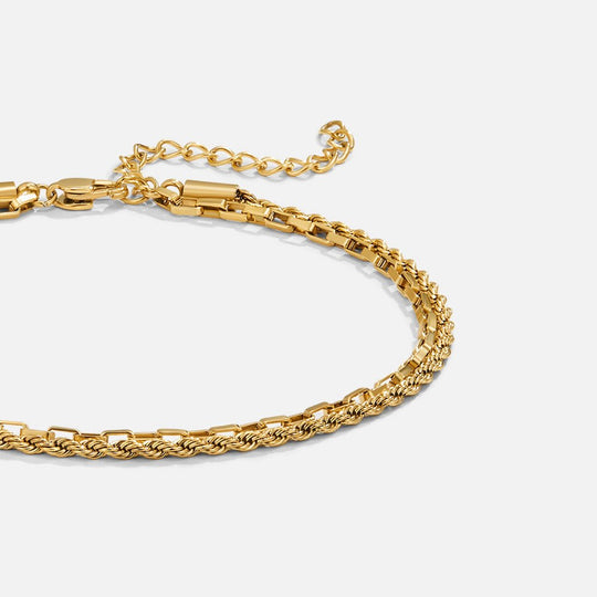 Bracelet de cheville en chaîne à maillons superposés Nora