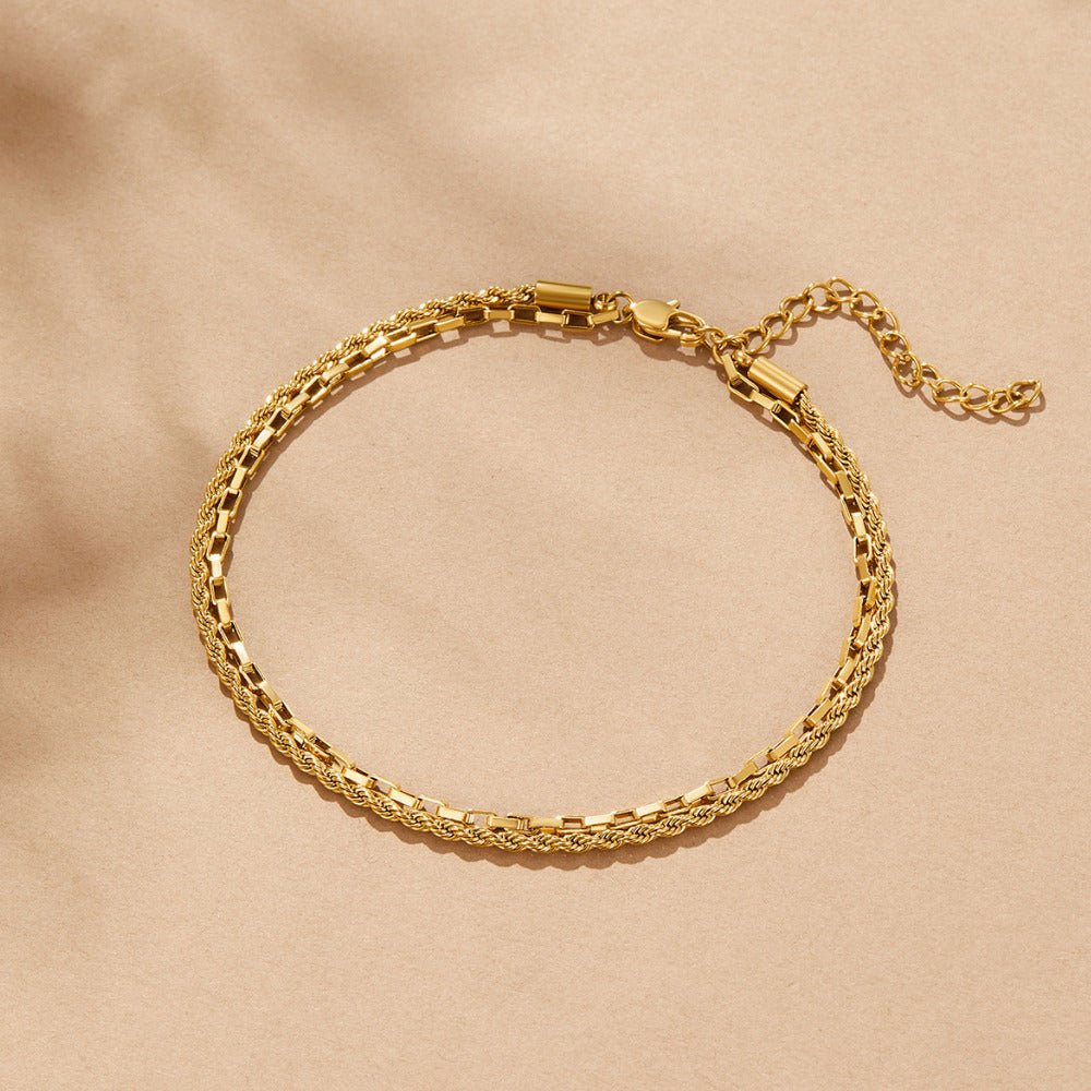 Bracelet de cheville en chaîne à maillons superposés Nora