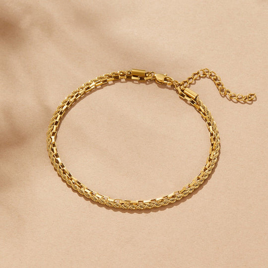 Bracelet de cheville en chaîne à maillons superposés Nora