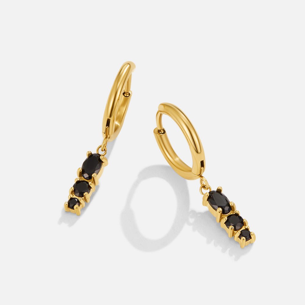 Boucles d'oreilles Obsidienne Drop Hoop