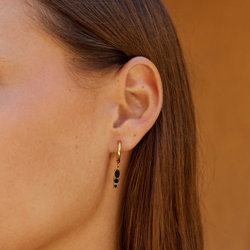 Boucles d'oreilles Obsidienne Drop Hoop