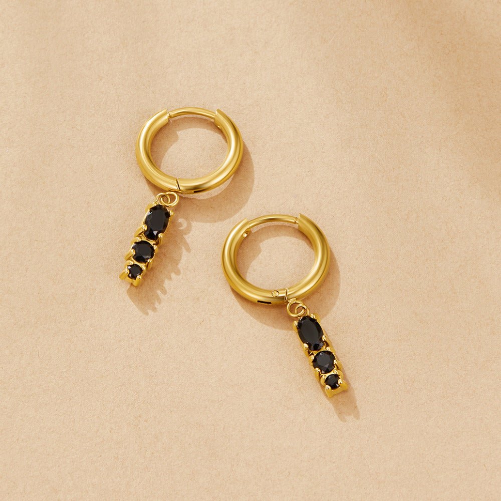 Boucles d'oreilles Obsidienne Drop Hoop