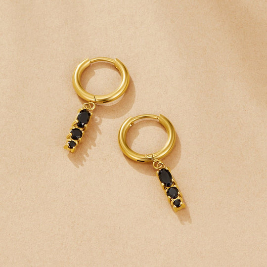 Boucles d'oreilles Obsidienne Drop Hoop