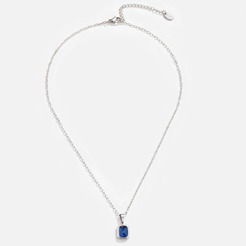 Collier Argent avec Pendentif Bleu Océan