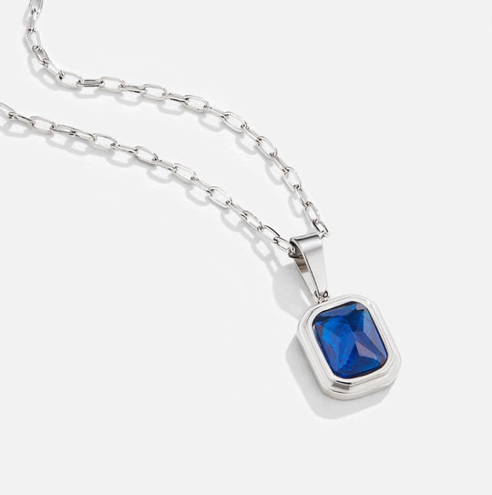 Collier Argent avec Pendentif Bleu Océan