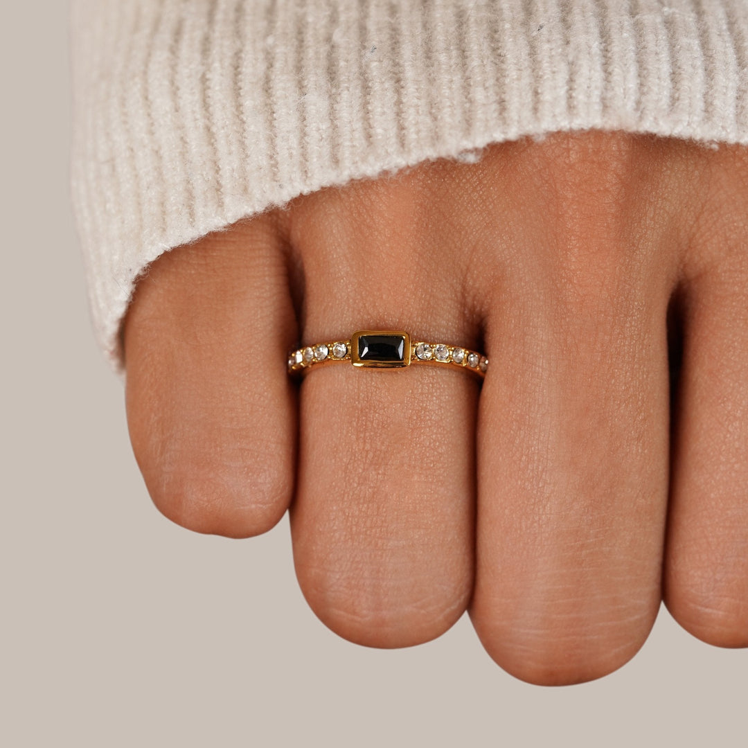Bague en Cristal Noir Onyx