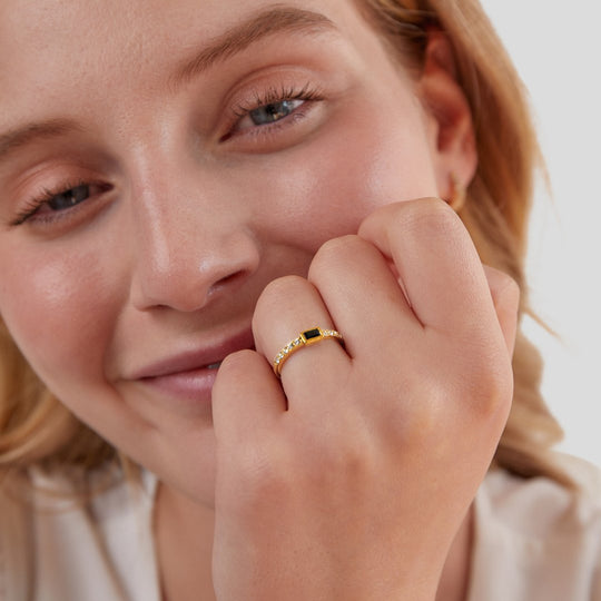 Bague en Cristal Noir Onyx