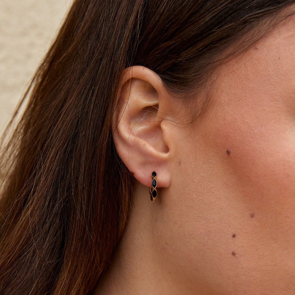 Boucles d'oreilles créoles Onyx Tiny